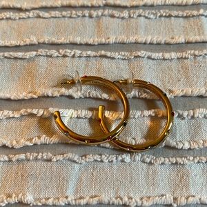 Gold with rainbow crystal Alison Lou x J Crew Hoops